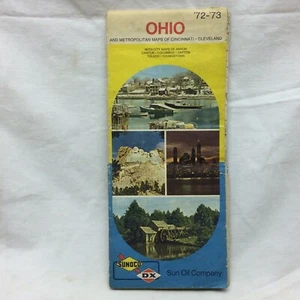 Vintage 1970's Sunoco Road Map Sun Oil Company Ohio - Picture 1 of 10