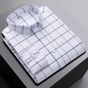 Herrenkleid Oxford Shirts Formelles Geschäft Langarm Baumwolle Freizeit Shirts Tops - Bild 1 von 19
