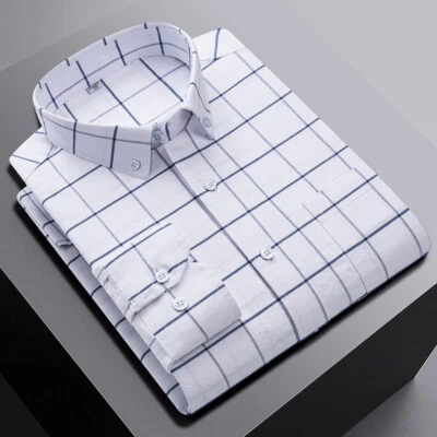 Mens Dress Oxford Shirts Formal Business Long Sleeves Cotton Casual Shirts Tops - Image 1 of 4