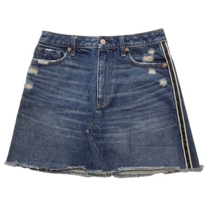 ABERCROMBIE & FITCH Vintage A-Line Skirt Size 27/4 Mini Distressed Blue Denim - Picture 1 of 15