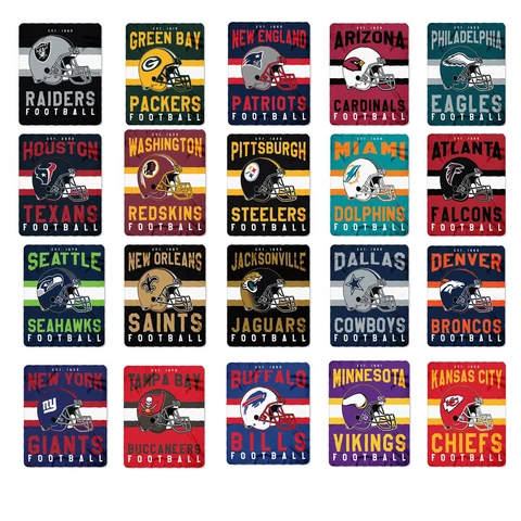 Football League Team Logo New Style - Fleece Throw Blanket All Teams 50'' x 60'' Cover