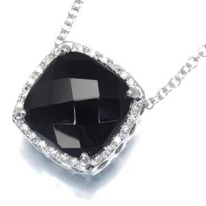 Auth zoccai Necklace Onyx Diamond 18K 750 White Gold - Picture 1 of 6
