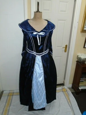 Ladies Georgian ball dress Navy & silver with gloves Large  42 bust - Image 1 of 4