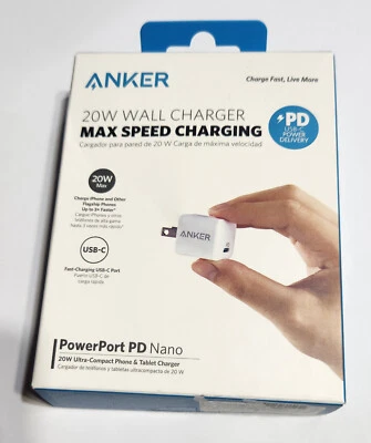 NEW OEM Anker Powerport PD Nano 20W High Speed USB-C Fast Wall Charger A2634 - Image 1 of 4