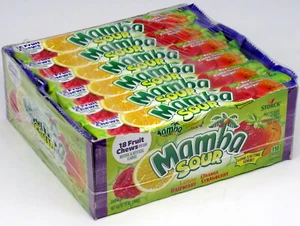 Mamba Sour Fruit Chews 24 Ct 2.65 Oz Bars Candy Assort Bulk Candies Fruits Chew - Picture 1 of 9