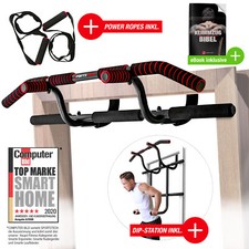 Premium 6in1 Klimmzugstange inkl Dip Bar & Power Ropes Türreck Pull-Up Bar KS600