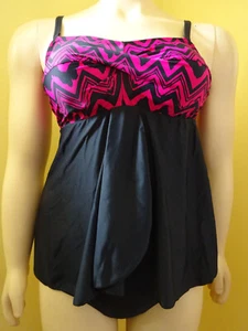 Tankini Bikini 2-teiliger Badeanzug bpc selection bonprix 42 schwarz-magenta NEU - Bild 1 von 10
