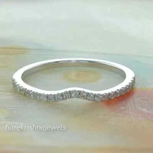 Lab erstellt 1,48 KT runder Schliff Diamant Hochzeitsband Ring 14K Weißgold Oberfläche - Bild 1 von 6