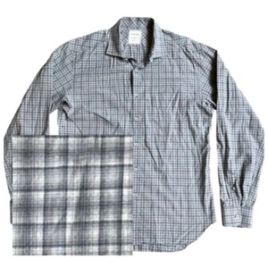 Billy Reid Long Sleeve Shirt Mens Sz Large Gray Plaid Pocket Made in Italy - Picture 1 of 8