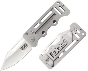 SOG Cashcard Folding Knife 2.75" 8Cr13MoV Steel Blade Stainless Steel Handle - Picture 1 of 5