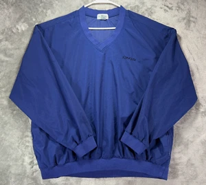Vintage Izod Windbreaker Mens Large Navy Blue Pullover Nylon V-Neck Golf Outdoor - Picture 1 of 10
