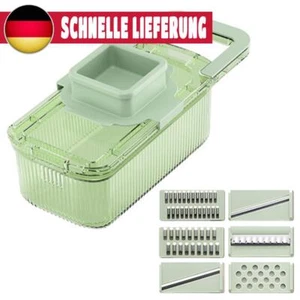 Multifunktionsreibe mit Behälter, 6 Klingen, manuelle Lebensmittelreibe, Küchenh - Bild 1 von 12