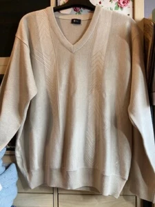 Gabicci Creamy Beige V Neck Jumper trendy style back in fashion 2XL - Picture 1 of 10