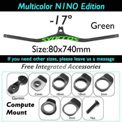 Manillar integrado de carbono para bicicleta MTB con ángulo de vástago -8/-17/-25° Foto 1 de 4