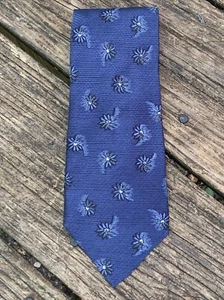 BRAND NEW Claiborne by Liz 100% Silk Seda MADE IN ITALY Blue Dahlia Tie ❤️sj7m27 - Picture 1 of 9