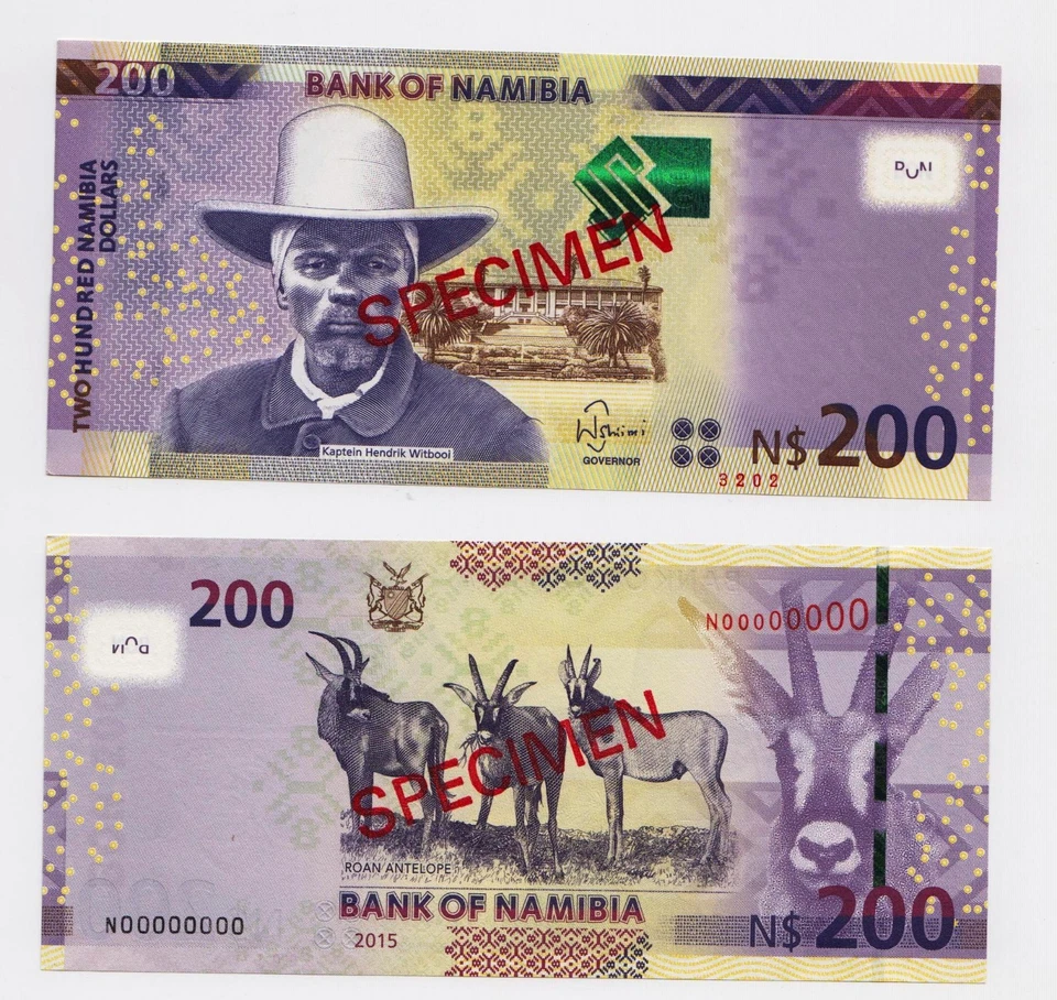 Specimen Set, Namibia, 200 Dollars, 2015, P-New, UNC - Image 1 of 1