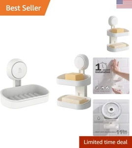Soap Holder Soap Dish for Shower Suction Cup Wall Mounted NO-Drilling Self Dr... - Picture 1 of 10