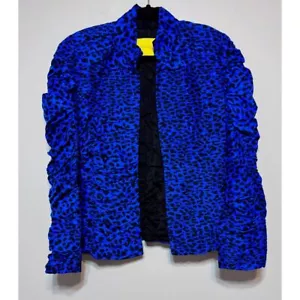 Y2K 90s Vintage Flores & Flores Ruched Silk Blazer Gr. 12 Avantgarde Maximalist - Bild 1 von 5