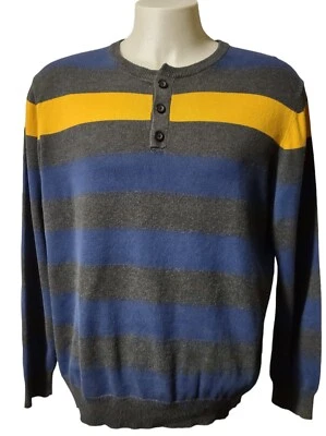 Suéter pulôver aconchegante John Bartlett Consensus masculino tamanho G azul cinza amarelo  - Imagem 1 de 4