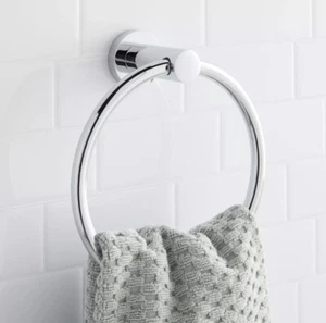 NEW Signature Hardware CEELEY COLLECTION TOWEL RING - CHROME - Picture 1 of 1