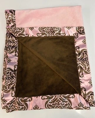 Manta bebé Banana Fish Lovey rosa marrón felpa borde satinado seguridad barroca Foto 1 de 4