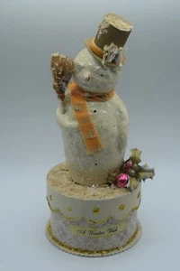 DEE FOUST FOR BETHANY A WINTER WISH SNOWMAN FROSTY WITH ORNAMENT BROOM BOX 10" - Picture 1 of 9