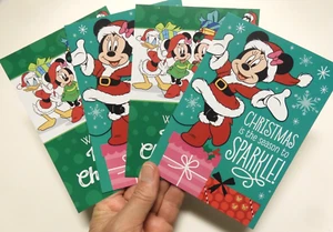 4 Hallmark Cards Christmas Mickey and Minnie Mouse The Season to Sparkle - Picture 1 of 12
