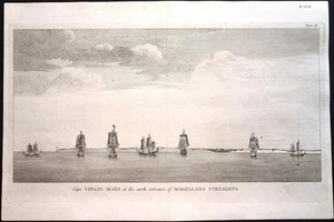 Antike Landkarte, Seale / Anson, Kap Jungfrau Maria / Eingang Magellan's Streights - Bild 1 von 1