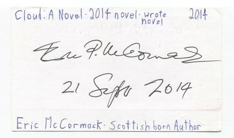 Eric McCormack Signed 3x5 Index Card Autographed Signature Author Writer Cover