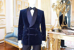 Men Blue Smoking Jackets Elegant Luxury Designer Dinner Party Wear Blazers