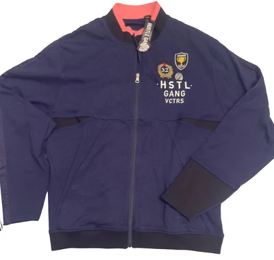 CHAQUETA DE PUNTO UNIVERSITARIO HUSTLE GANG MERIS AZUL MARINO NUEVA CON ETIQUETAS 2XL Foto 1 de 4