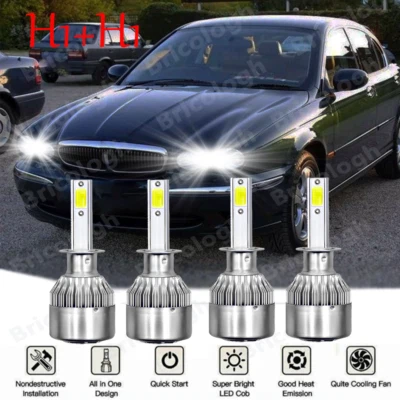 For Jaguar X-Type 2003-2008 4x H1 LED Headlight Combo High & Low Beam Bulbs - Image 1 of 4
