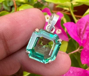 Piedra preciosa suelta de plata alemana de corte cuadrado zafiro verde azulado de 30+ quilates - Imagen 1 de 7