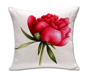 GORGEOUS PRINTED COTTON PINK FLOWER CUSHION COVER 45 X 45CMS WITH HIDDEN ZIP - Picture 1 of 1