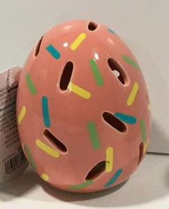 NEW PINK LED LIGHTED 4" DECORATED CERAMIC EASTER EGG DECOR FREE SHIP - Picture 1 of 1