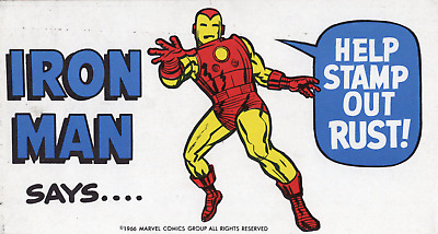 Marvelmania Original 1966 MMMS Bumper Sticker: Iron Man - FREE /REDUCED SHIPPING • 64.95£
