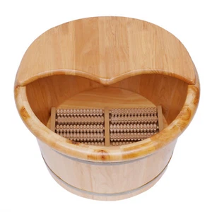 Holz Fußbad Becken Gesundheit Fußmassage Badewanne Fass Füße Spa Eimer mit Rolle - Bild 1 von 20