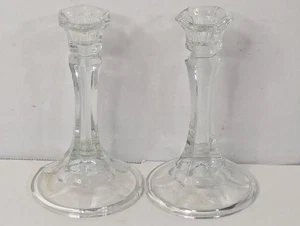 Vintage Single Glass Candle Holder - 6" Tall - Set Of 2 - Picture 1 of 6