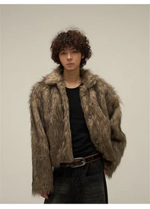 Men's Luxury Faux Fur Coat Jacket Winter Furry Warm Coats Overwear Outwear - Picture 1 of 13