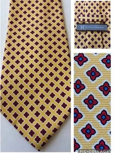 Hickey Freeman Mens Hand Tailored Tie Necktie Designer Purple Yellow Floral Long - Picture 1 of 12