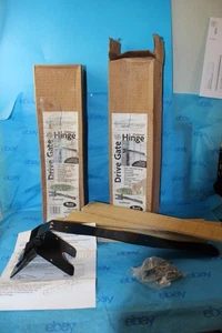 Large Gate Gear Hardware Drive Gate Black Aluminum Garden Hinge Lot Of 2 Set - Picture 1 of 10