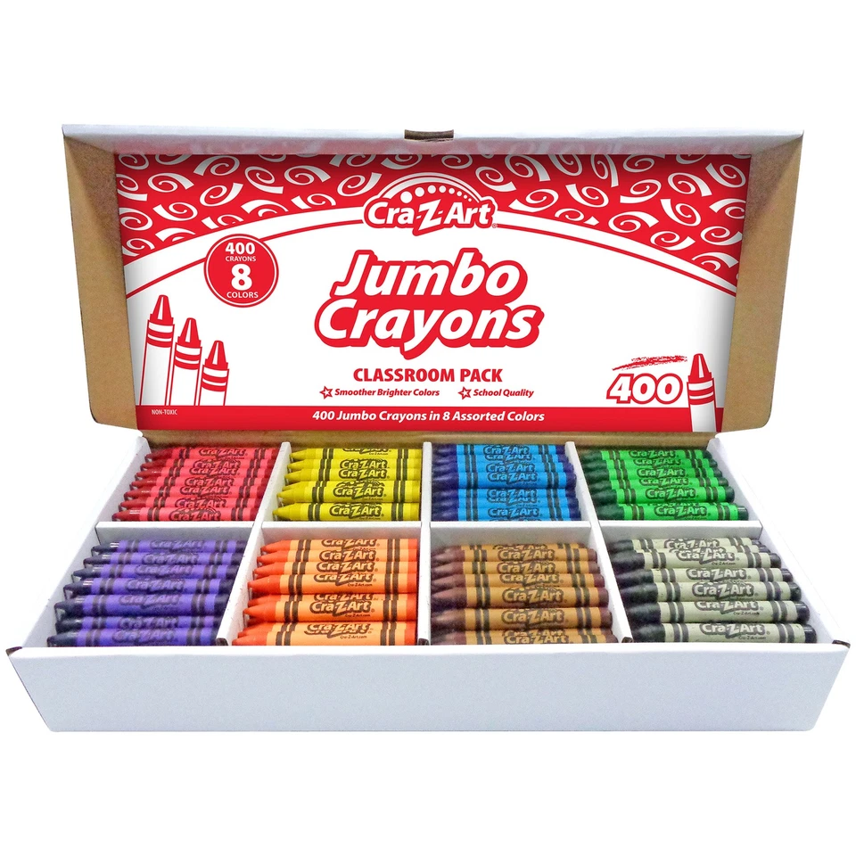 Cra-Z-Art: Classroom Pack: Jumbo Crayons - 400 Pieces - 8 Assorted Bright Colors - Image 1 of 4