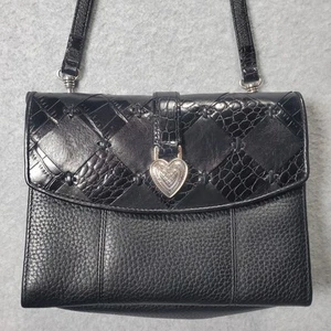 Brighton Small Black Pebble Leather Bi-Fold Crossbody Wallet Organizer - Picture 1 of 17