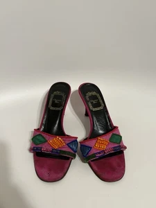 Vtg Christian Dior by John Galliano Pink Beaded Suede Heels 36 - Picture 1 of 9