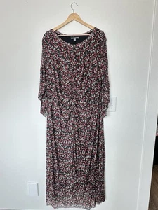 Abito donna Kate & Mallory 3X maniche lunghe rosso navy foderato fiori elasticizzato floreale - Foto 1 di 8