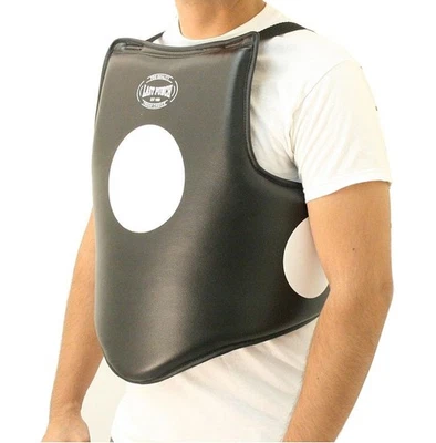 MMA Boxing Pads Chest Body Protector Guard Pad Belly Belt Workout, Black - Image 1 of 4