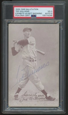 1939-46 Saudação Ted Williams Exposições Auto #9 Não Mostrando PSA 3 9 - Imagem 1 de 2