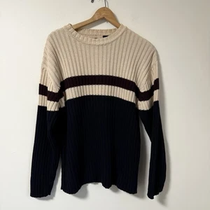 VTG 90's GAP Ribbed Knit Stripe Sweater Mens Size  XL Heavy Cotton Color Block - Picture 1 of 6