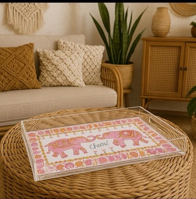 Lilly Pulitzer 17" Lucite Resort White Get Trunked Up serving acrylic tray - Image 1 of 4