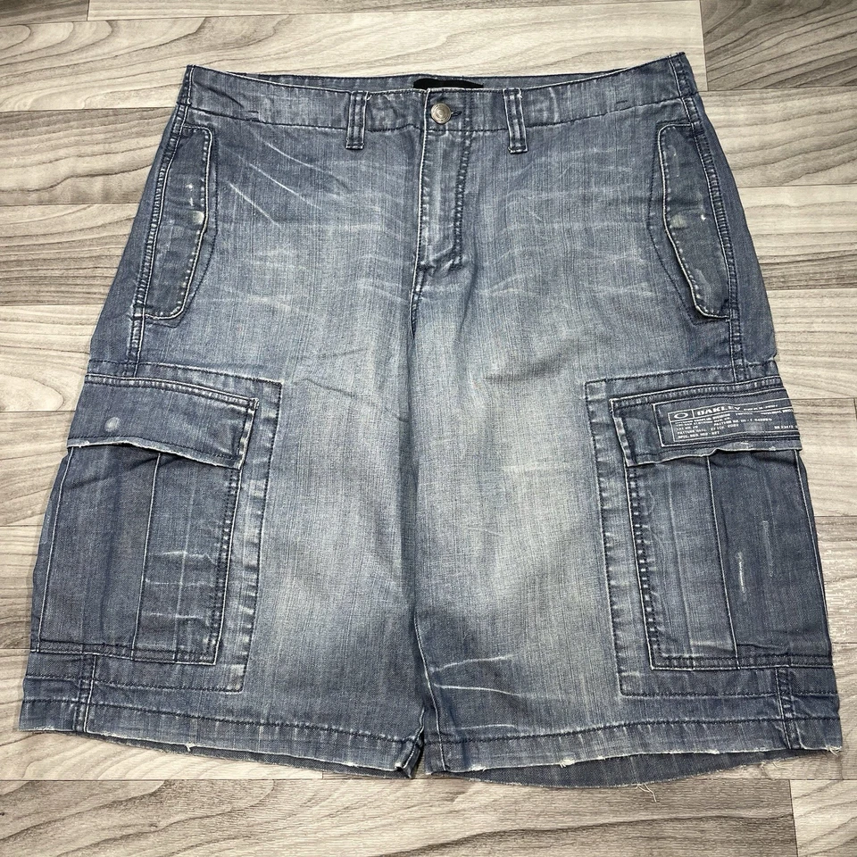 Shorts jeans Oakley carga militar masculino GG/36 x 13 ajuste largo azul - Imagem 1 de 4